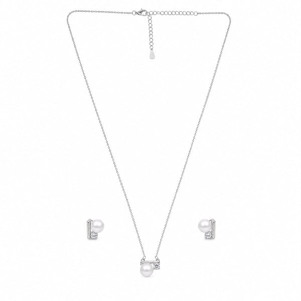 Modern Muse Pearl & Geometric Bar Pendant Set