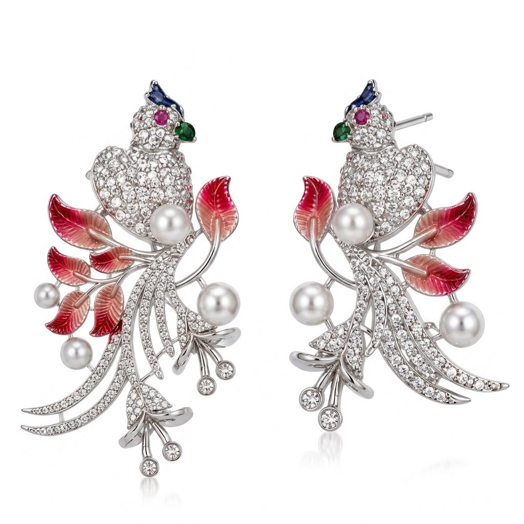 Majestic Blossom Peacock Pendant Set