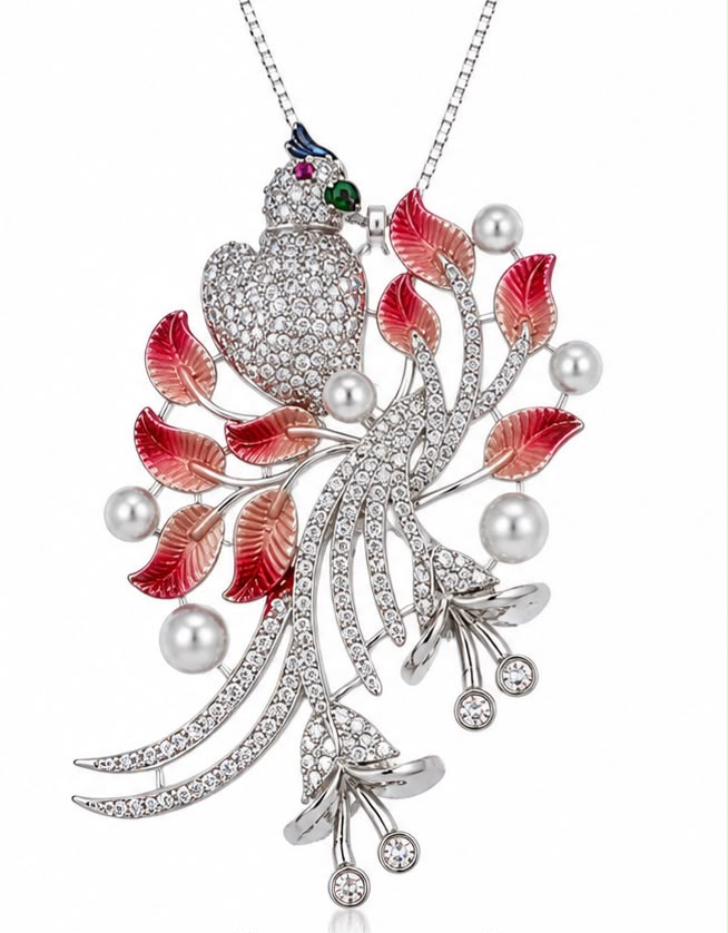 Majestic Blossom Peacock Pendant Set