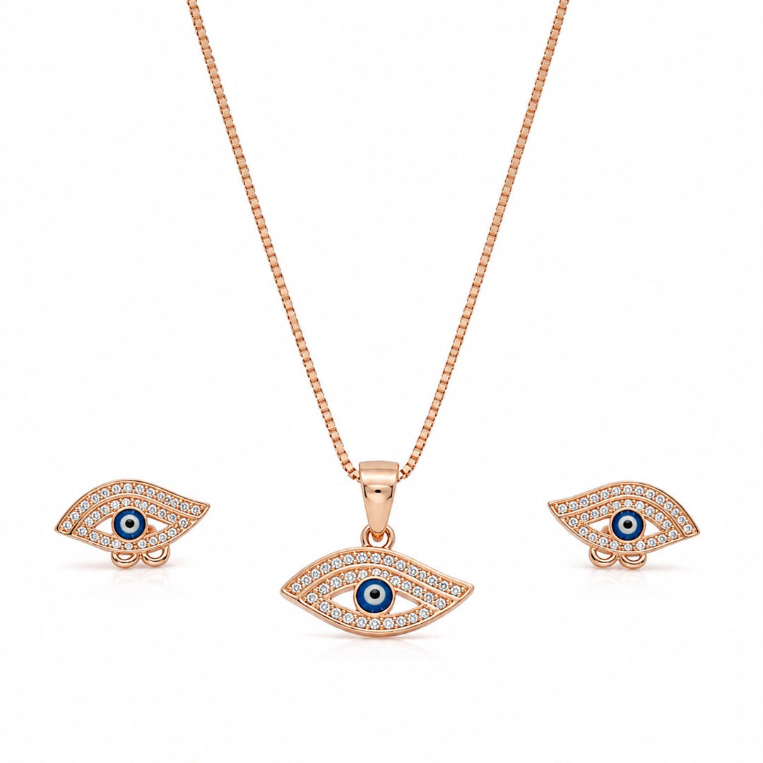 Mystic Protection Evil Eye Pendant & Earring Set