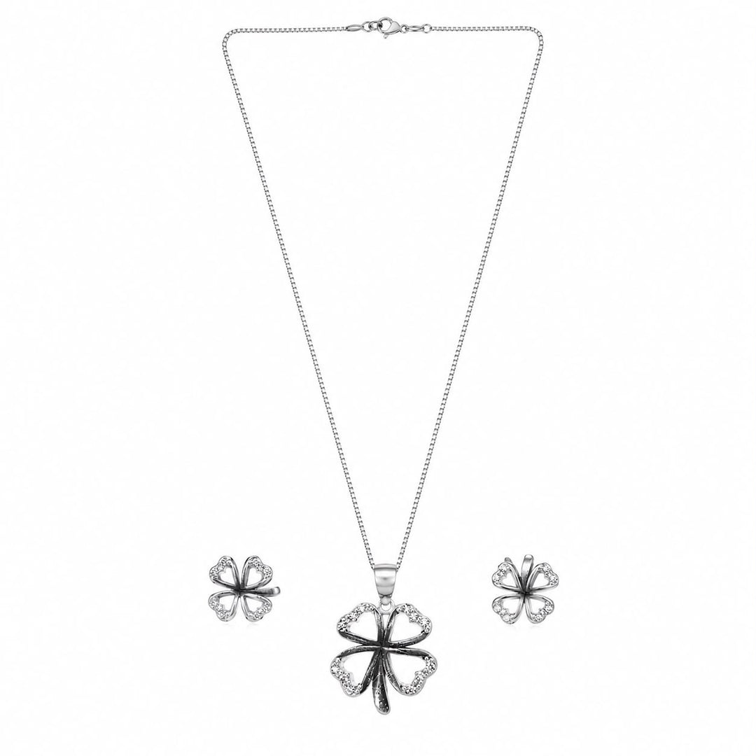 Luminescent Clover Pendant & Earring Set