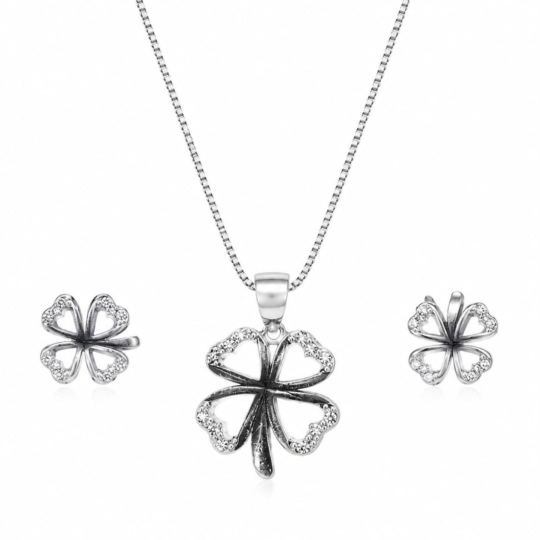 Luminescent Clover Pendant & Earring Set