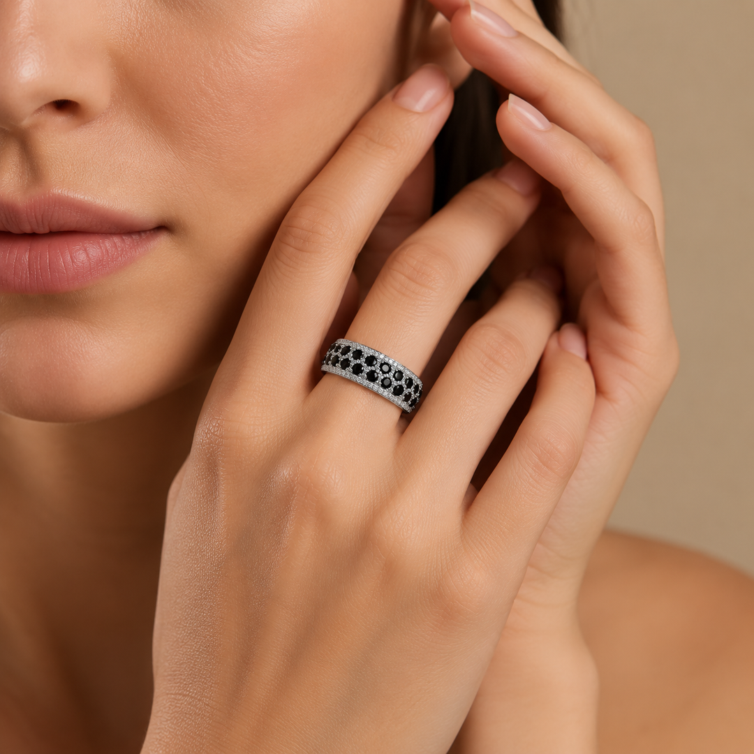 Midnight Eclipse Undulating Statement Ring