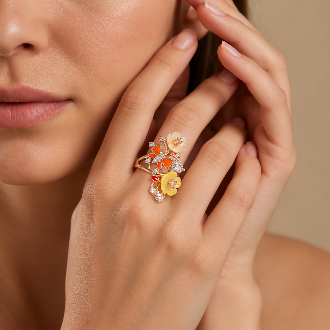 Enchanted Meadow Cluster Cocktail Ring