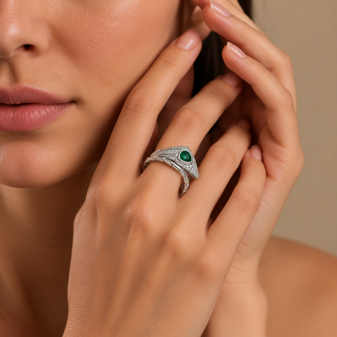 Verdant Viper Pavé Serpent Ring