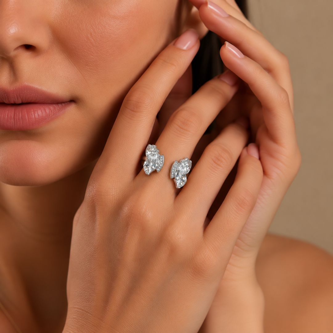 Aurora Winged Crystal Open Ring