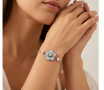 Load image into Gallery viewer, Serene Bloom Pearl &amp; Carved Flower Bracelet
