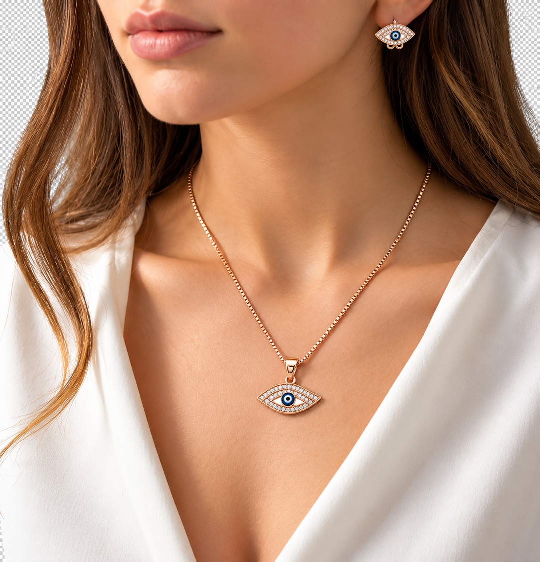 Mystic Protection Evil Eye Pendant & Earring Set