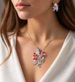 Load image into Gallery viewer, Majestic Blossom Peacock Pendant Set

