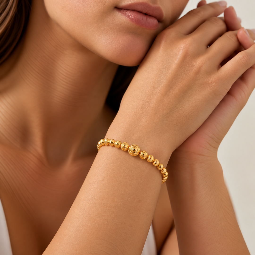 Aurum Twin-Swirl Diamond-Cut Bangle