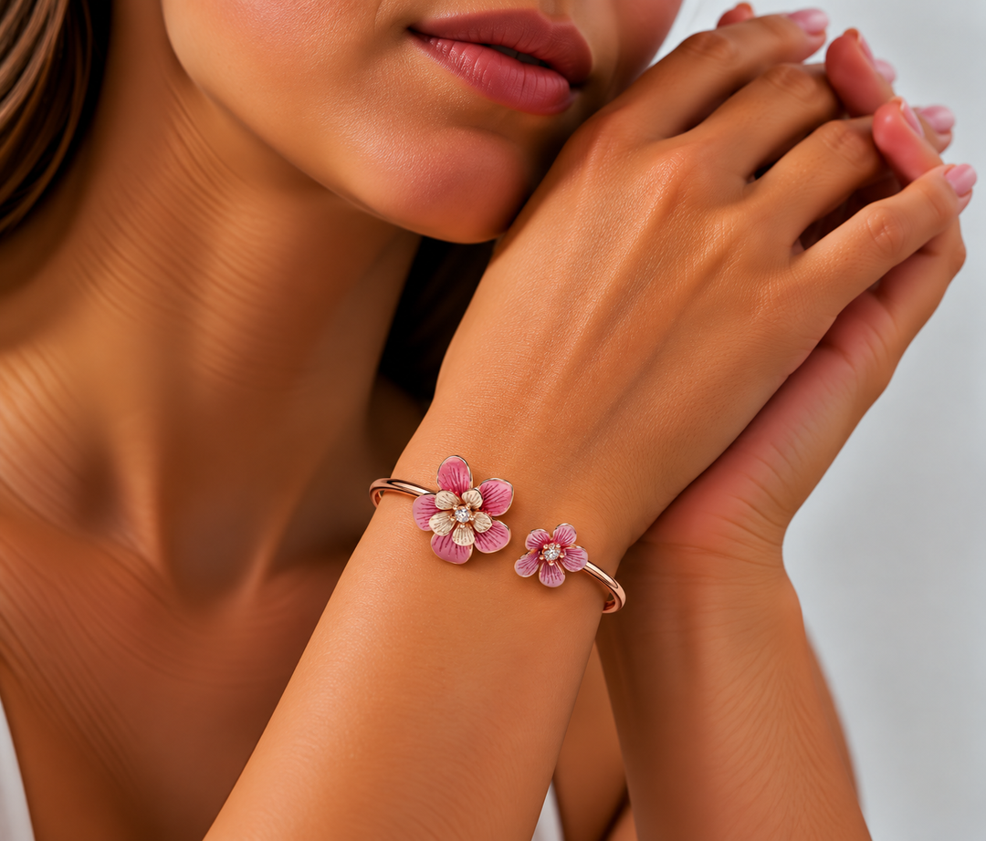 Blossom Bypass Rose Gold Open Bracelet