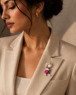 Load image into Gallery viewer, "Chic Promenade" Whimsical Girl Enamel Brooch
