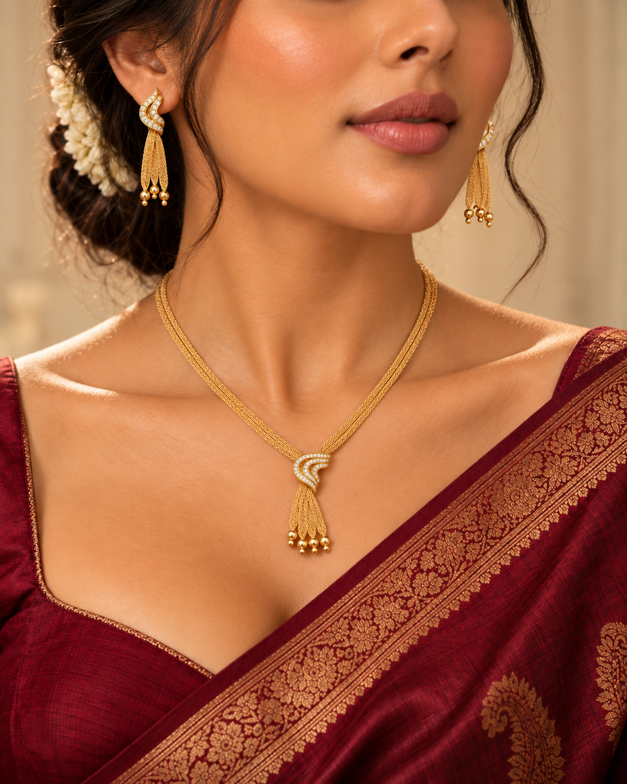 Aurum Veil Mesh Pendant Set