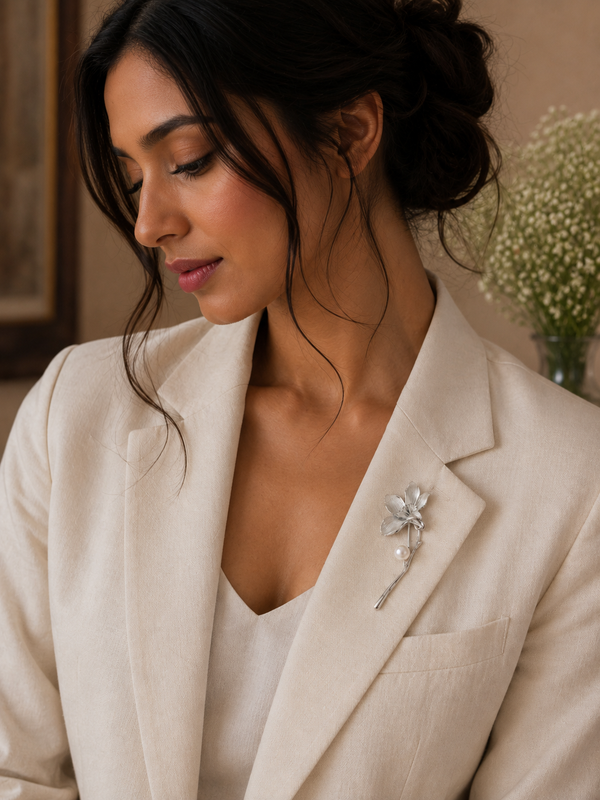 Moonlight Lily Pearl Brooch
