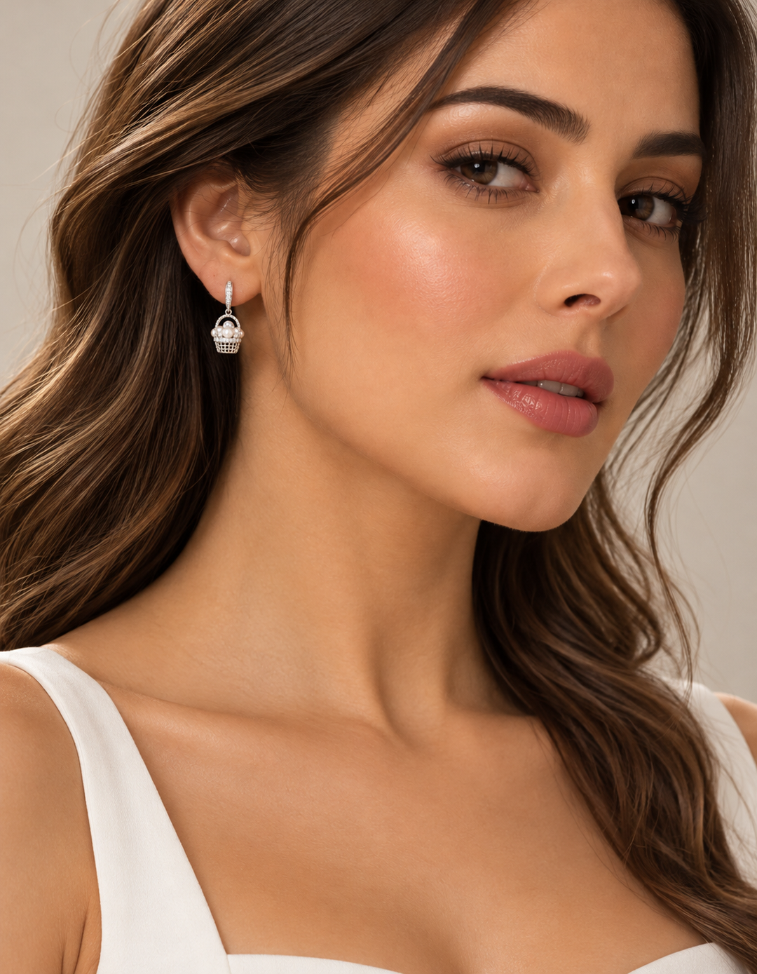 Pearl Basket Drop Earrings