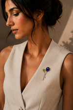 Load image into Gallery viewer, Verdant &amp; Violet Duo-Stem Brooch
