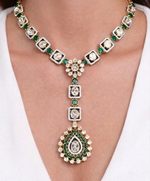 Load image into Gallery viewer, Noor Mahal Emerald Polki Statement Set
