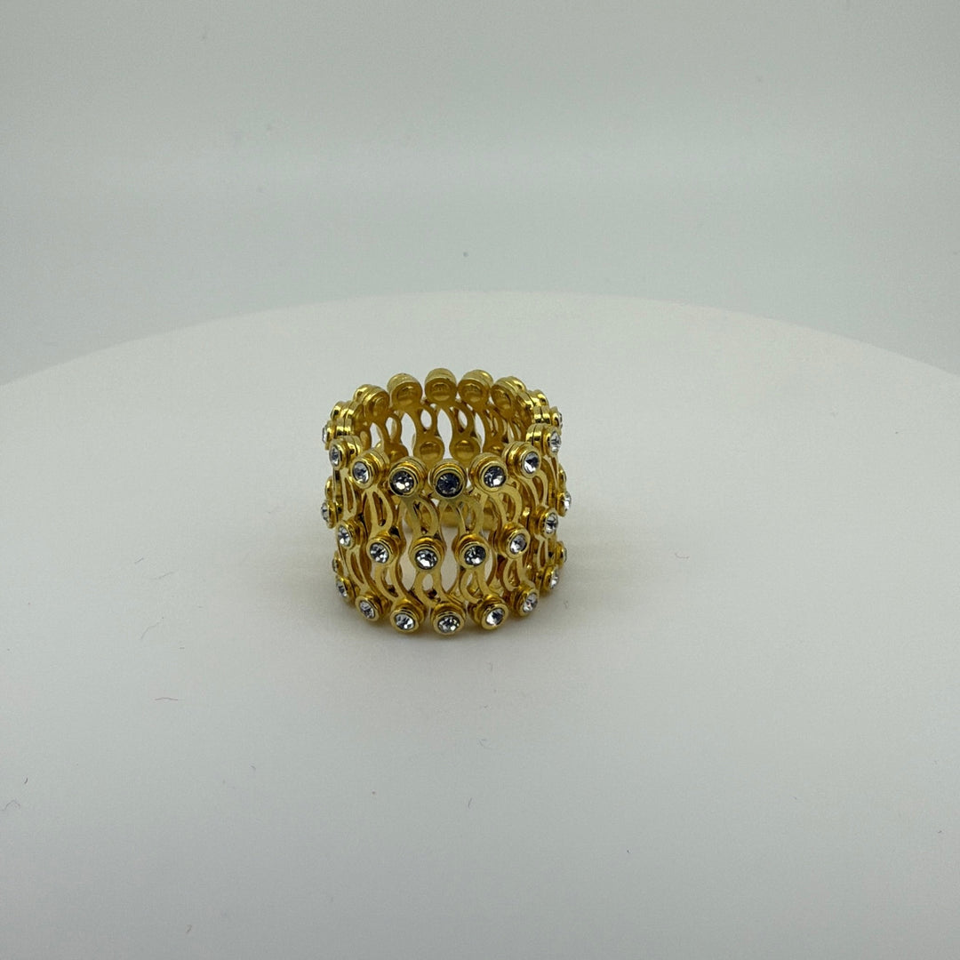 Adjustable Ladies Rose Gold Crystal Link Bracelet/Ring
