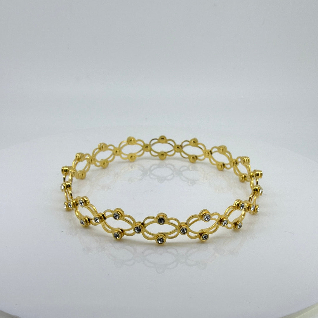 Adjustable Ladies Rose Gold Crystal Link Bracelet/Ring