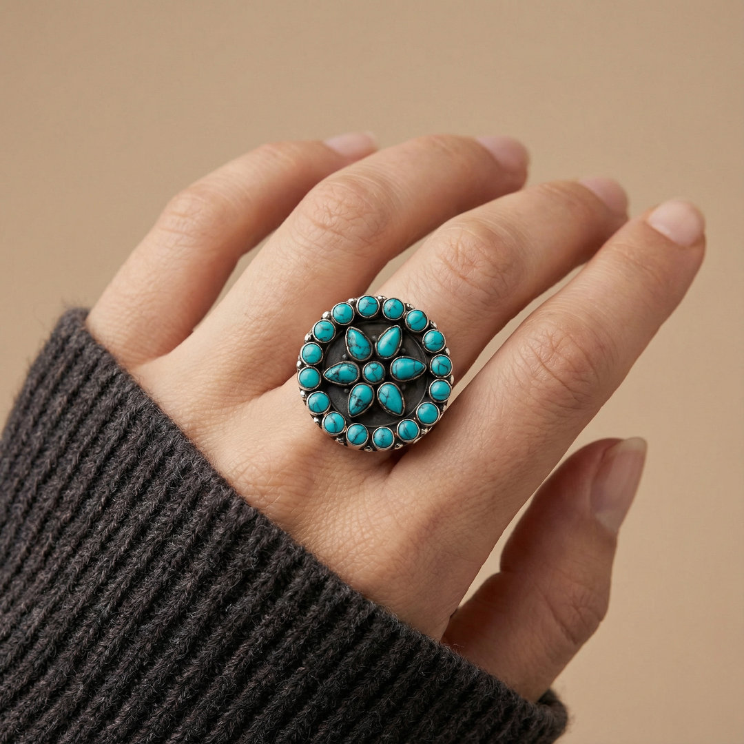 TURQUOISE SUNBURST RING