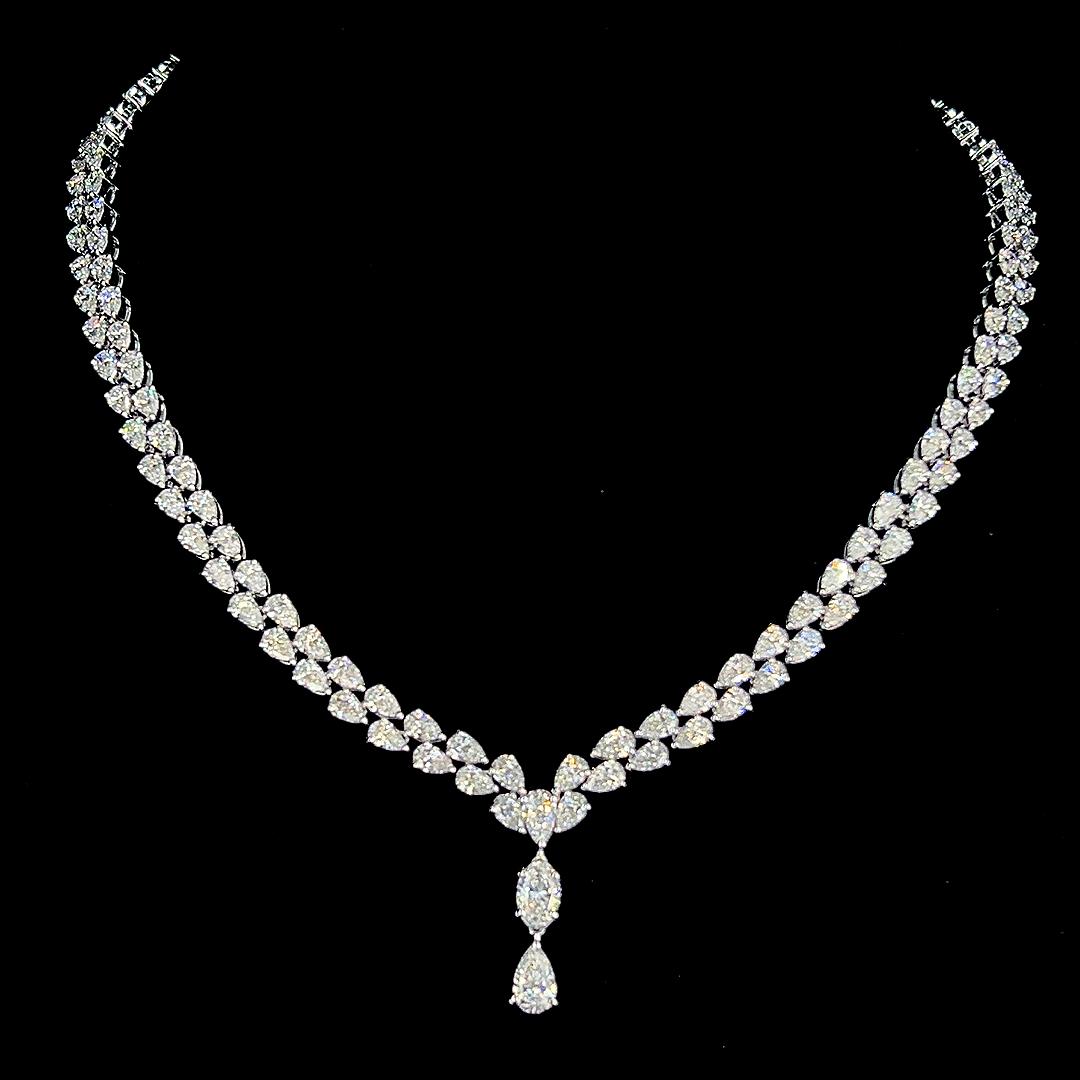 Lumière Pear Cascade Double Line Necklace