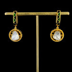 Load image into Gallery viewer, Meher Green Polki Drop Earrings
