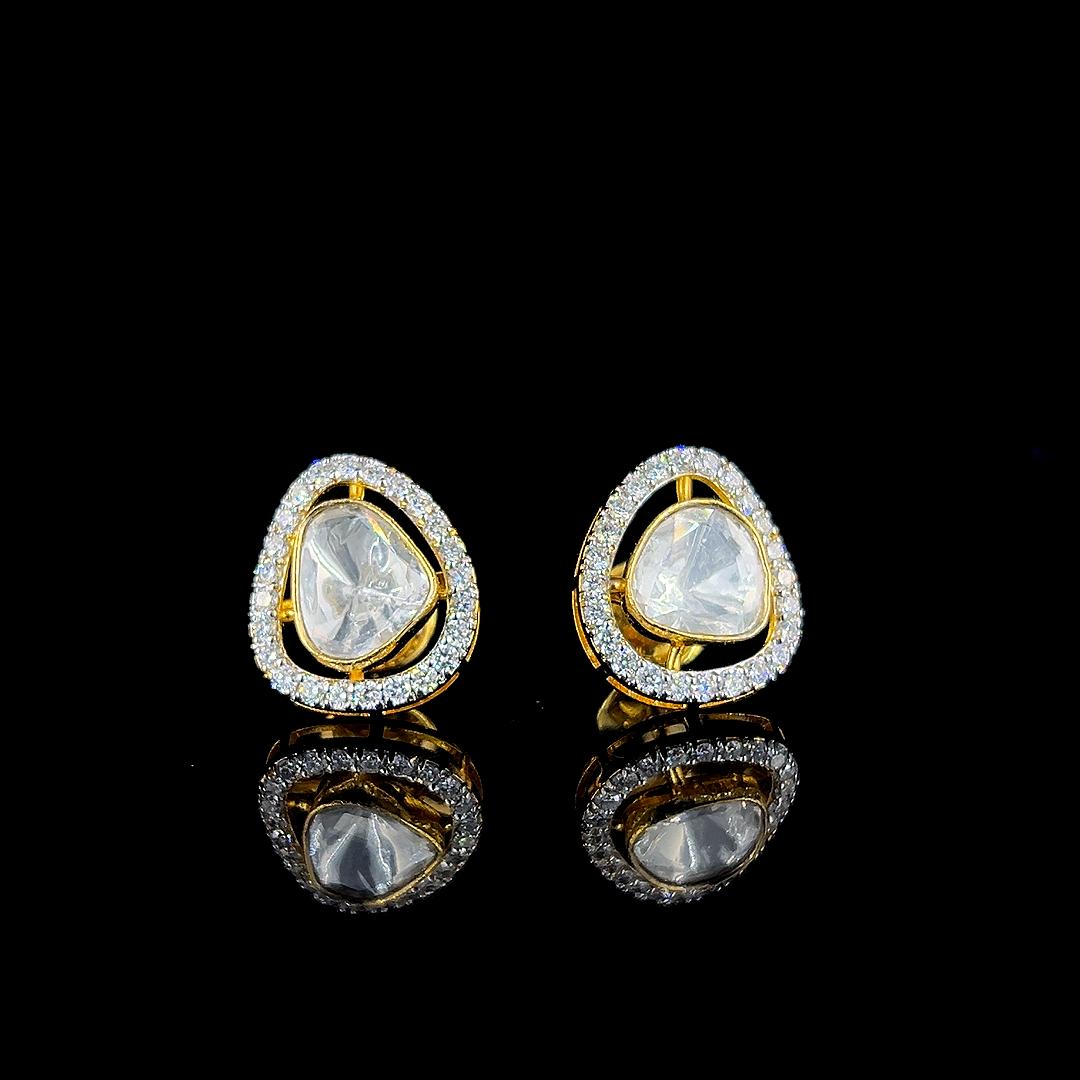 Noor Halo Polki Stud Earrings
