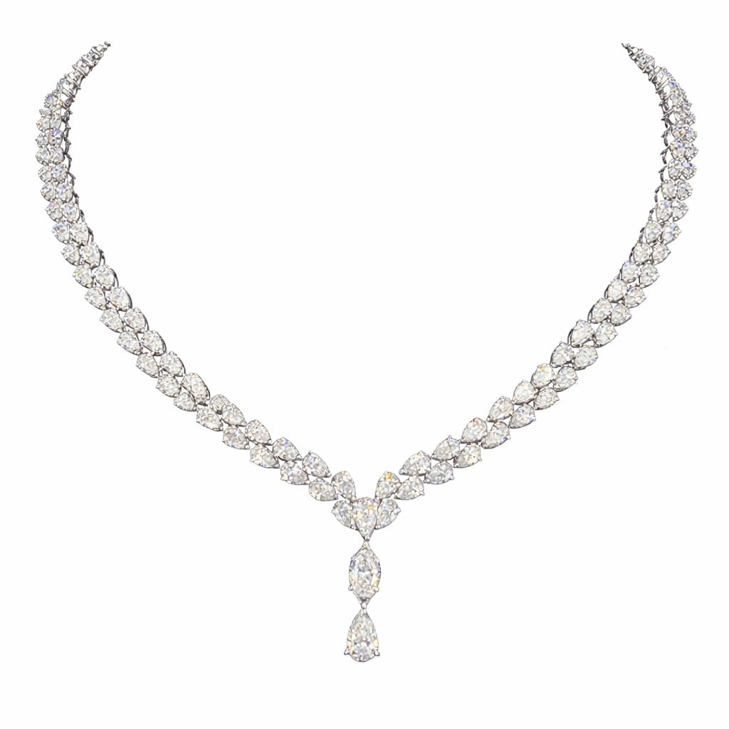Lumière Pear Cascade Double Line Necklace