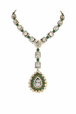 Load image into Gallery viewer, Noor Mahal Emerald Polki Statement Set
