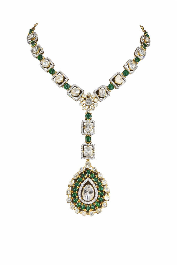 Noor Mahal Emerald Polki Statement Set