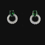 Load and play video in Gallery viewer, Emerald Halo Diamond Silver Earring
