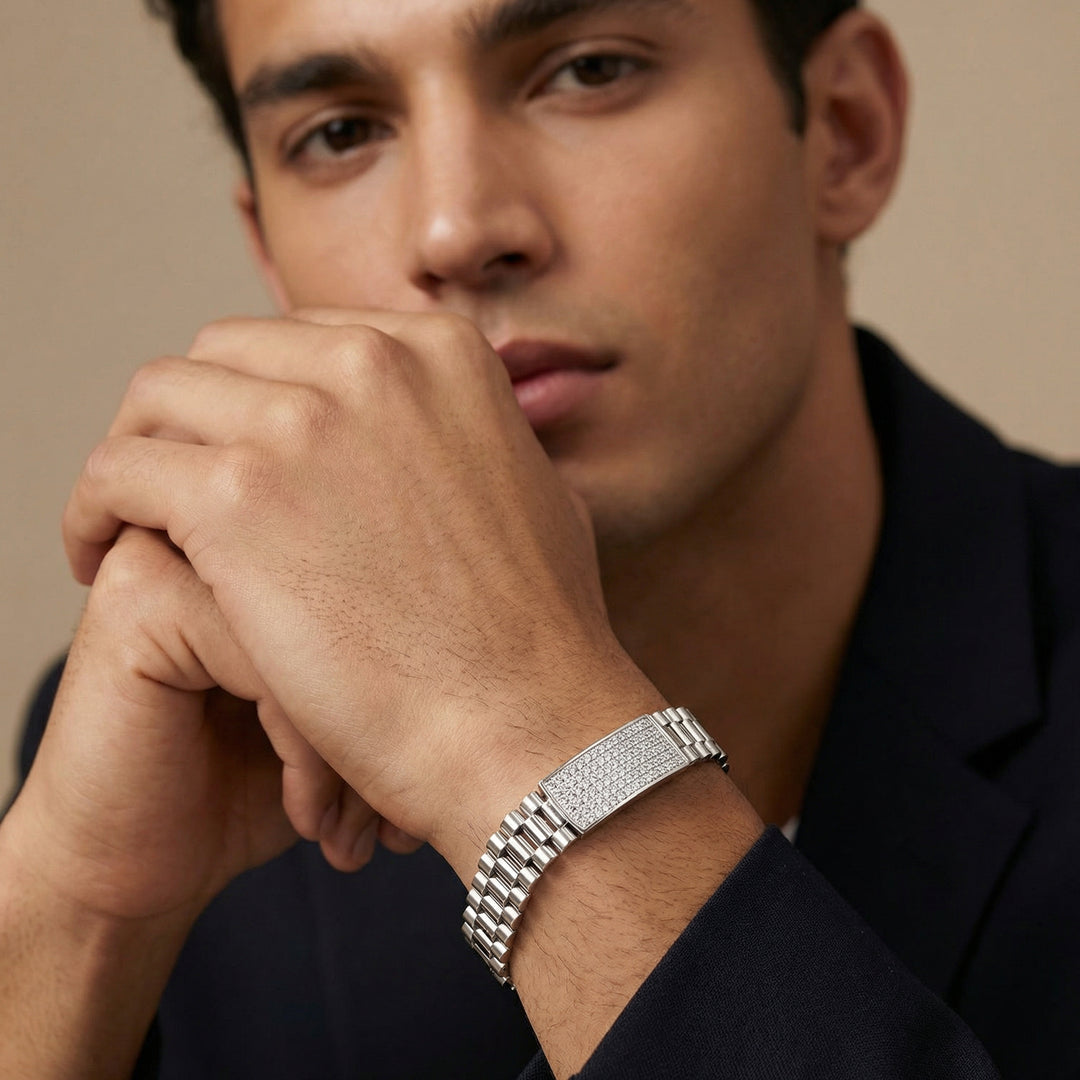 SILVER GRID BAND